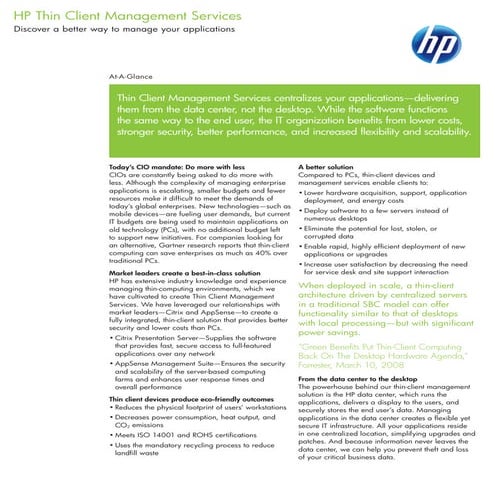 HP Thin Client Management Services Offer Brief