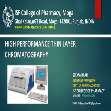 HIGH PERFORMANCE THIN LAYER CHROMATOGRAPHY