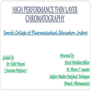 High Performance Thin Layer Chromatography- Harsh Wardhan Billore