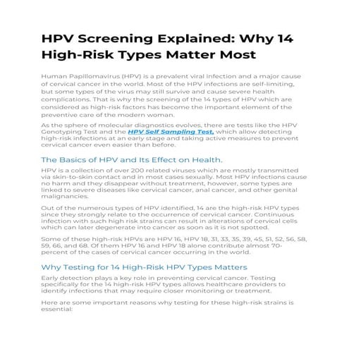 HPV Screening Explained: Why 14 High-Risk Types Matter Most | DOCX