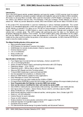 AUTOMATIC VEHICLE ACCIDENT INFORMATION BY SMS SYSTEM (AVAIS SYSTEM) Gps gsm accident detection sys doc