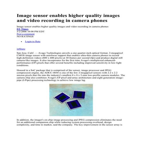 Hq camera    avago ee times article v2