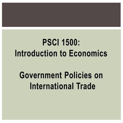 Topic 9 - (Add) International Trade