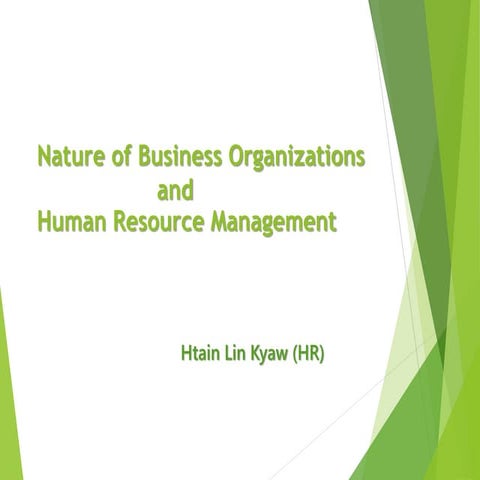 Nature of Business Organizations and Human Resource Management 
