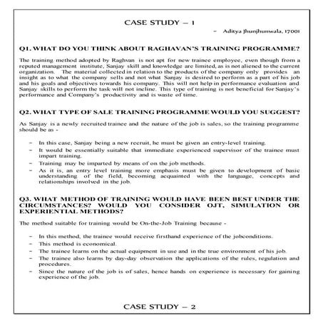 Case Study on Poor Sanjay. The Case for Remedial Training.