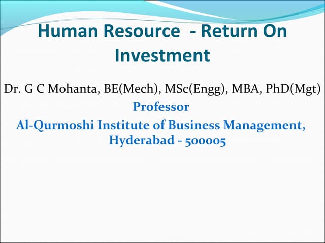 HR Return on Investment (ROI)