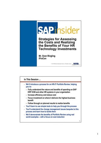 Managing cost and realising benefits from your SAP HCM or other HR system