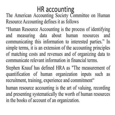 Human resource accounting notes for mba hr