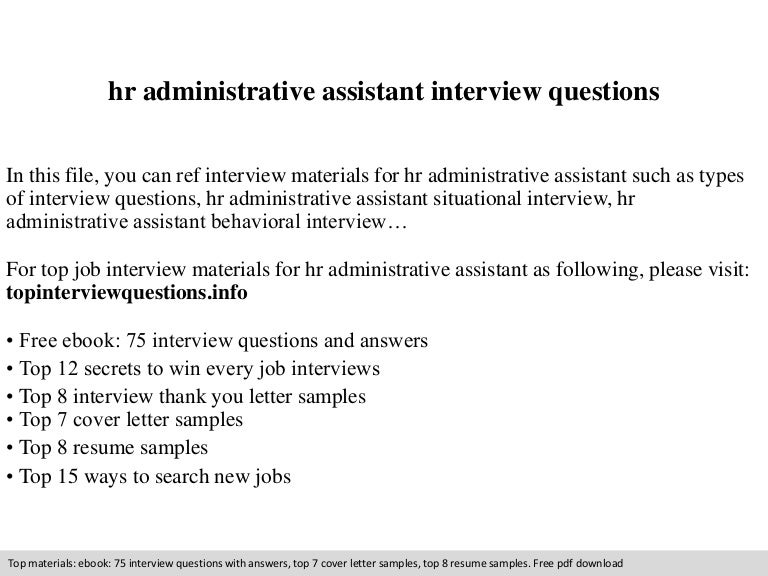 Hr Administrative Assistant Interview Questions