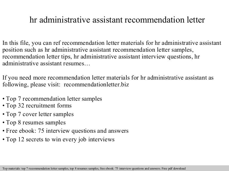 Hr administrative assistant letter