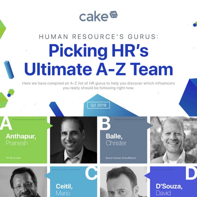 Human Resources Gurus for Q2 2019: CakeHR’s A-Z HR Experts List for the Second Quarter