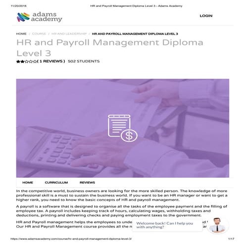 HR and Payroll Management Diploma Level 3 - Adams Academy