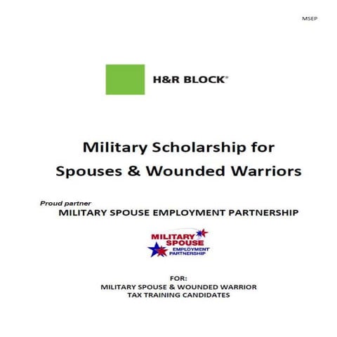 H And R Block Military Onesource H & R Block Military Scholarship for Spouses & Wounded Warriors | PDF