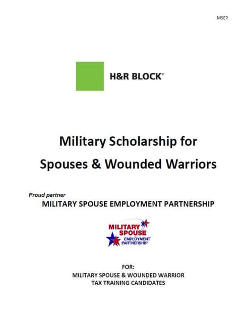 H And R Block Military Onesource H & R Block Military Scholarship for Spouses & Wounded Warriors | PDF