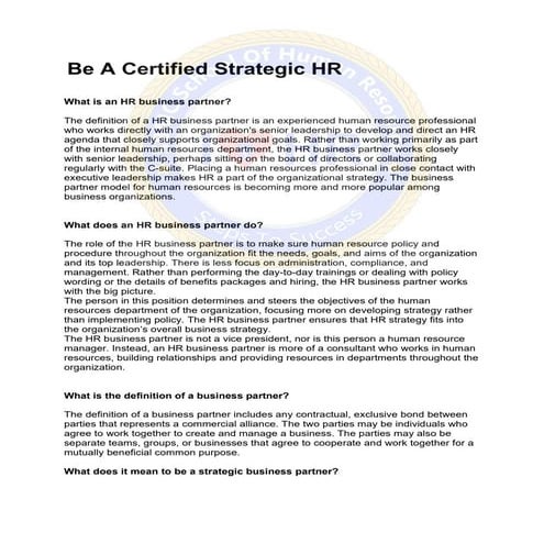  What is an HR business partner?