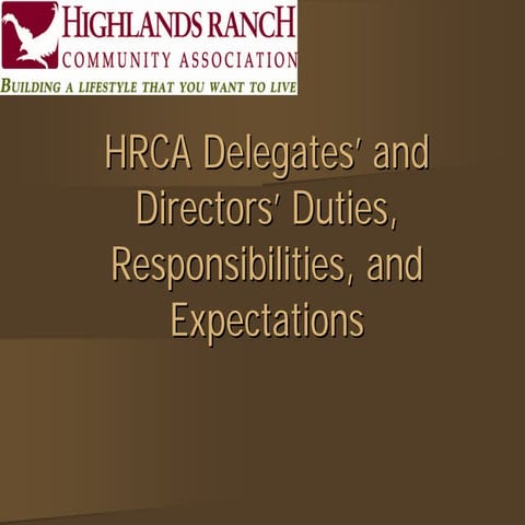 HRCA Delegates and Directors duties