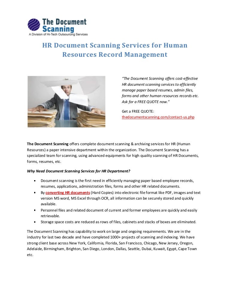 HR Document Scanning Services for Human Resources Record Management