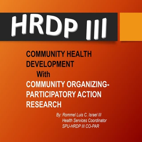 HEALTH RESOURCE DEVELOPMENT PROGRAM III | PPTX