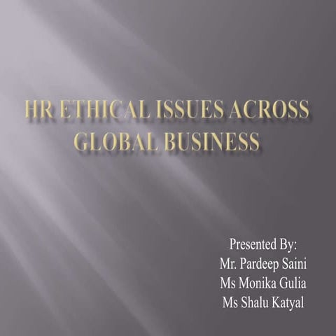 Hr ethical issues across global business