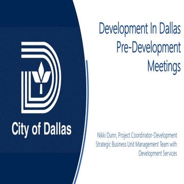 City of Dallas Pre-Development Meeting | PPTX