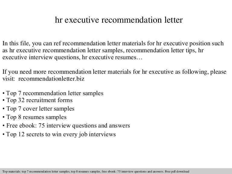 hr executive recommendation letter