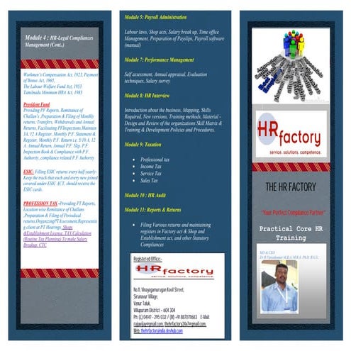 Hr factory hr training brochure