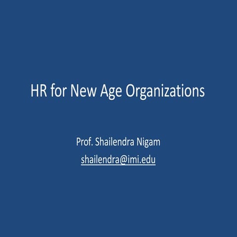 HR for New Age Organization by Professor S