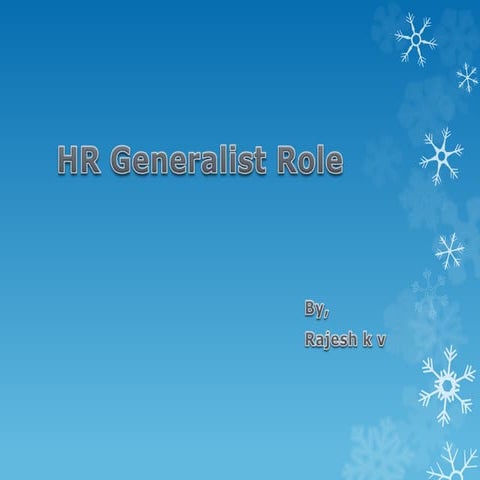 Hr generalist role