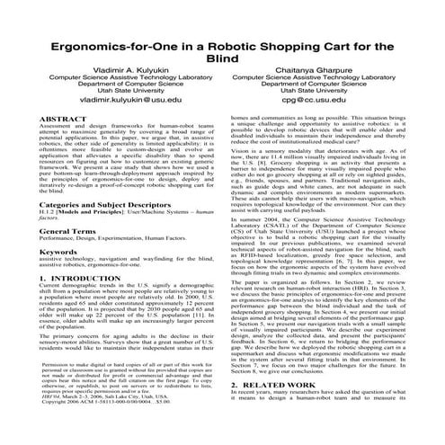 Ergonomics-for-One in a Robotic Shopping Cart for the Blind