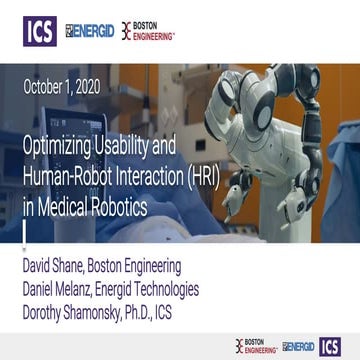 Optimizing Usability and Human-Robot Interaction (HRI) in Medical Robotics