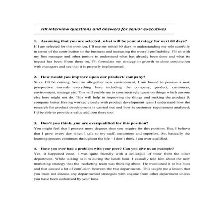 Hr interview questions and answers for senior executives