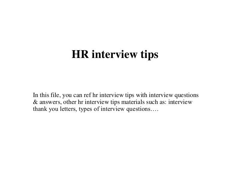 hr interview tips interview suggestions