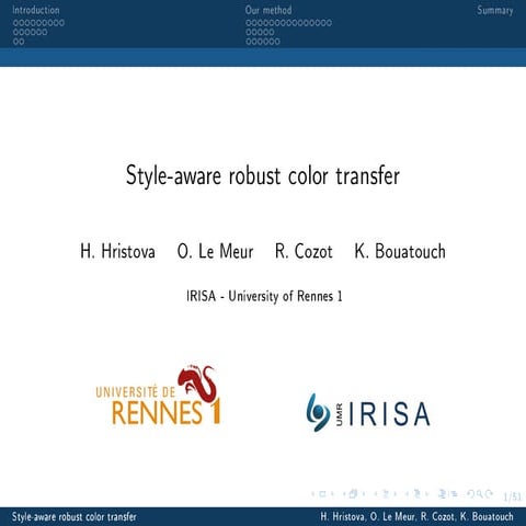 Style-aware robust color transfer