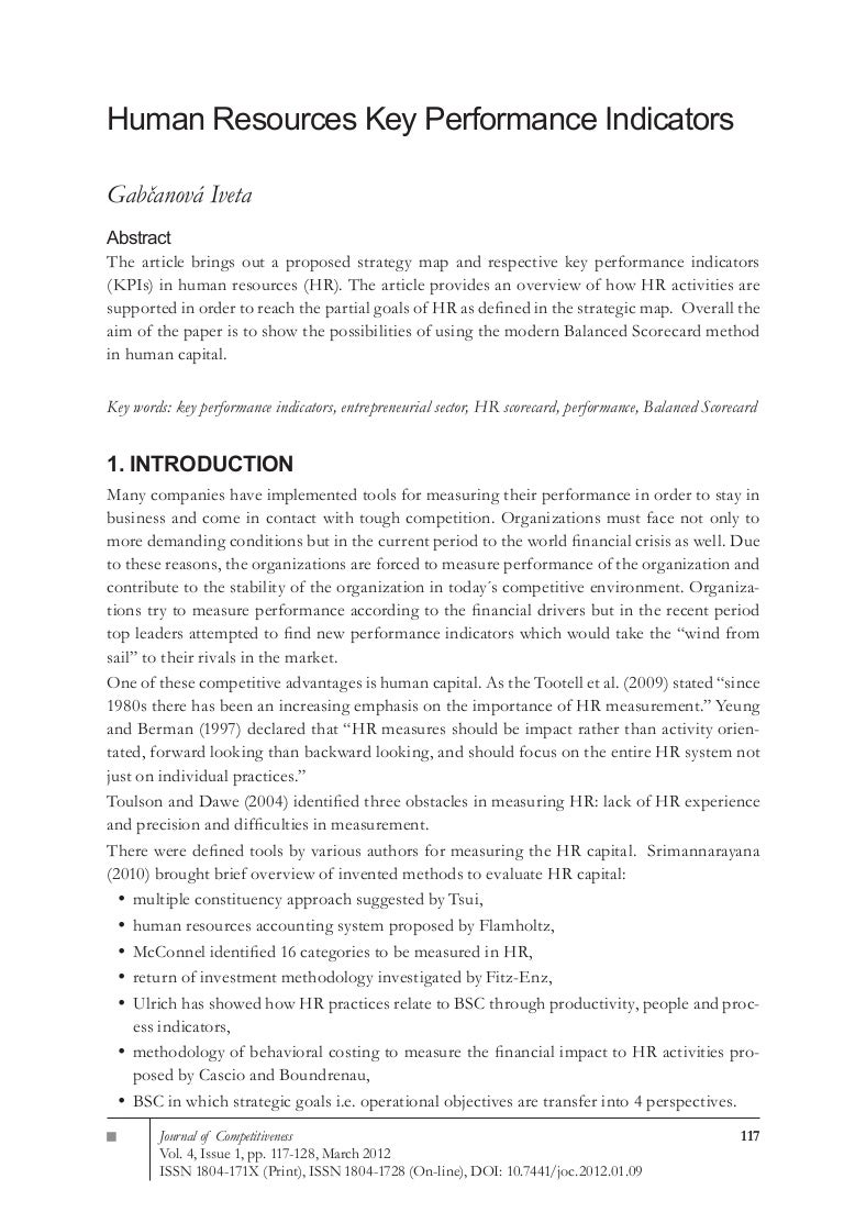 human resources key performance indicators