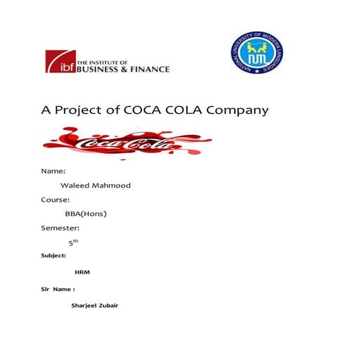 Project report of Coca-cola