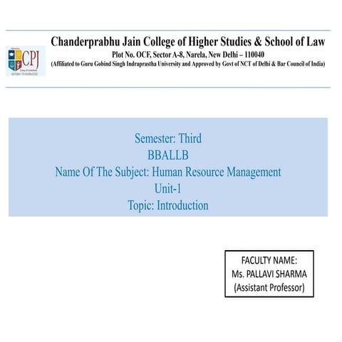 HUMAN RESOURCE MANAGEMENT (BBA LLB215 )