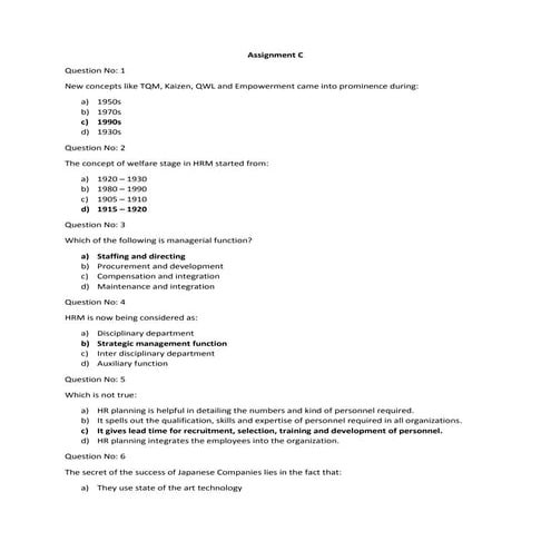 HRM - MBA Assignment