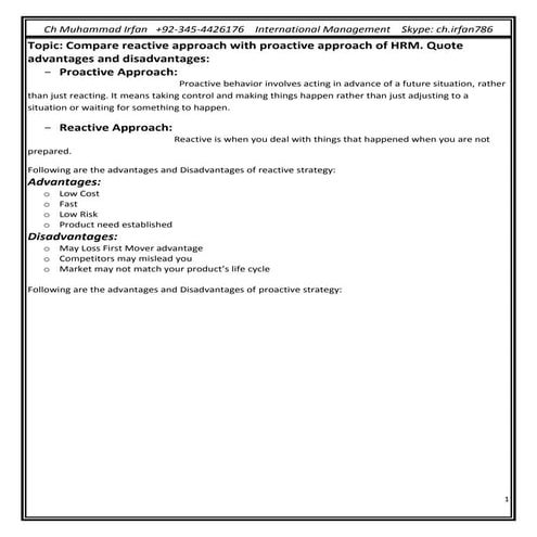 Human Resource management I