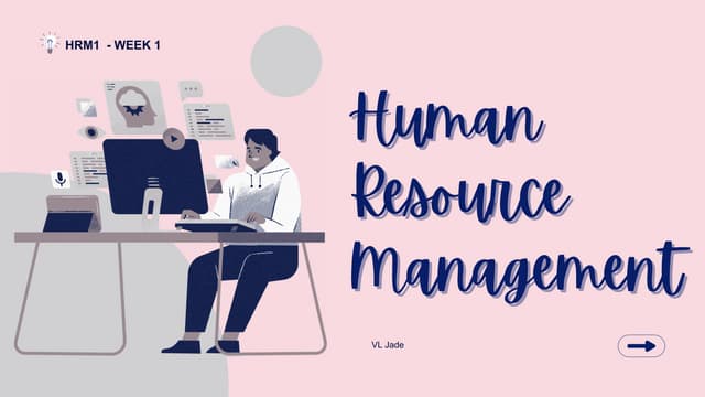 Human Resource Management 1 Week 1 Lesson