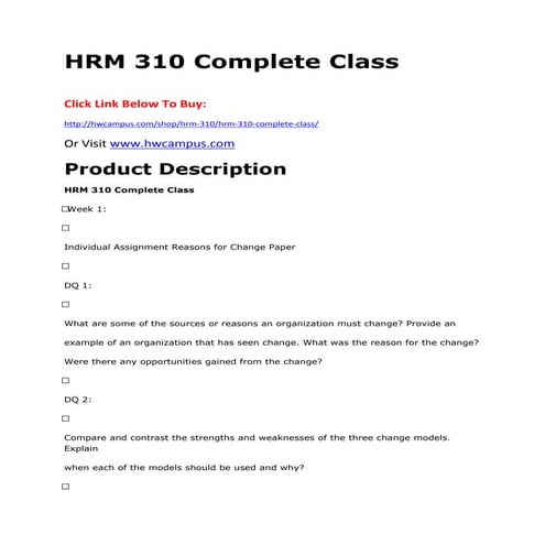 Hrm 310 complete class