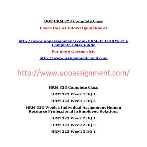 HRM 323 Entire Course NEW | DOCX