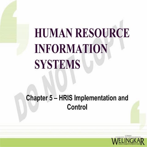 Human Resource Information System (HRIS) – Implementation and Control