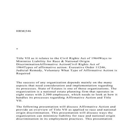 HRM546Title VII as it relates to the C.docx