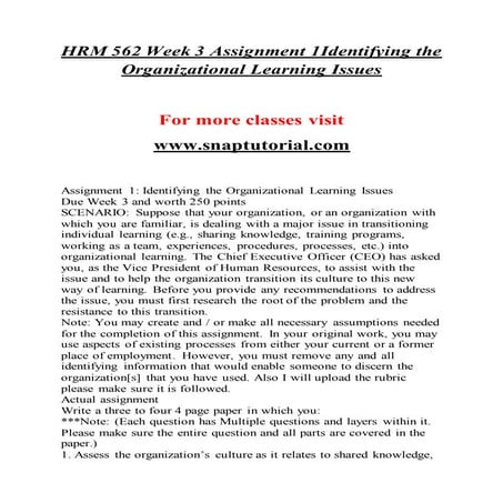 HRM 562  Education Organization - snaptutorial.com
