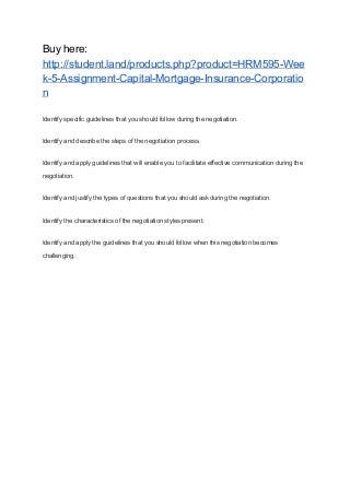 HRM595 Week 5 Assignment Capital Mortgage Insurance Corporation