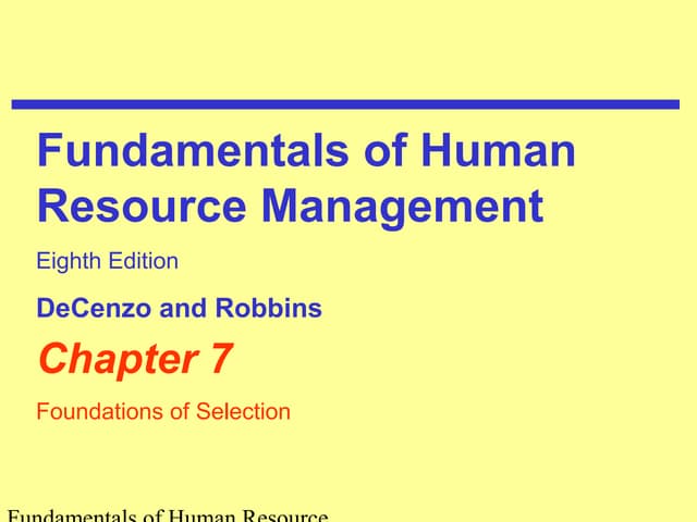 Foundations of Selection