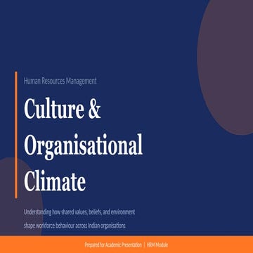 Understanding Organisational Culture & Climate in Indian HRM | PPTX