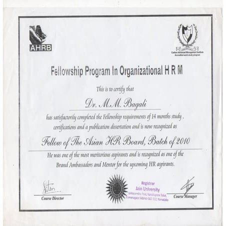 AHRB - CAMi - Global Certification / MM Bagali / India / Organisational HRM 