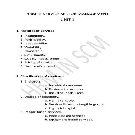 Hrm in service sector management TYBMS | PDF