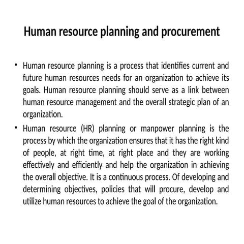 HRM module 2 planning and procurement hr